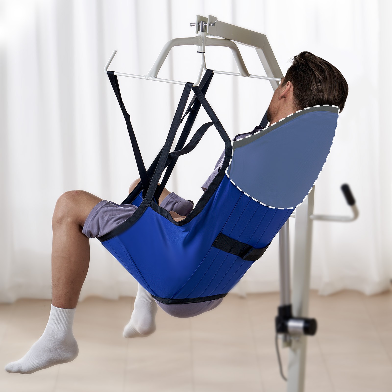 Patient Lift Sling with Head Support Small-Size U Shape Divided Leg Sling