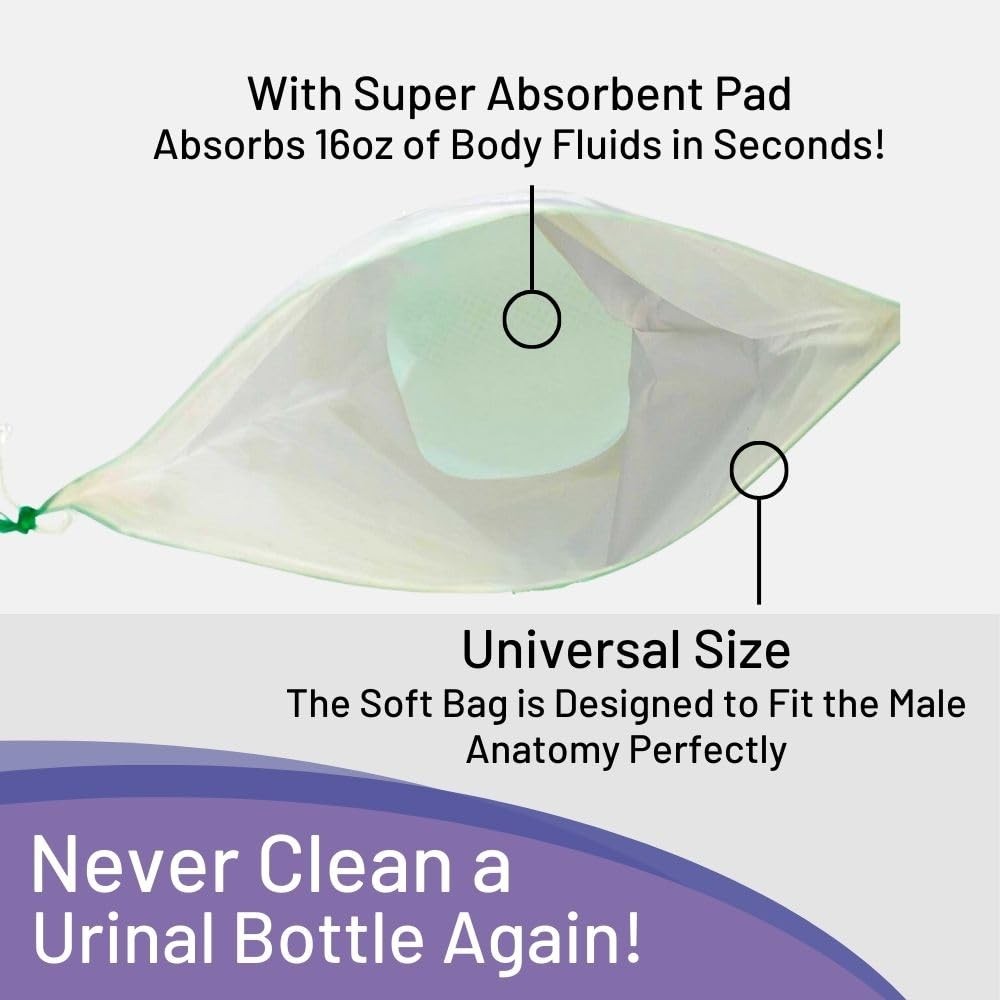 Disposable Male Urinal Bag Carebag Pee Bag Medical Grade with Super Absorbent…