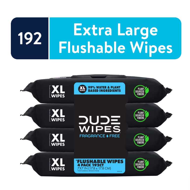DUDE Wipes Flushable Wipes, XL Wet Wipes for At Home Use, Unscented, 48 Count, 4
