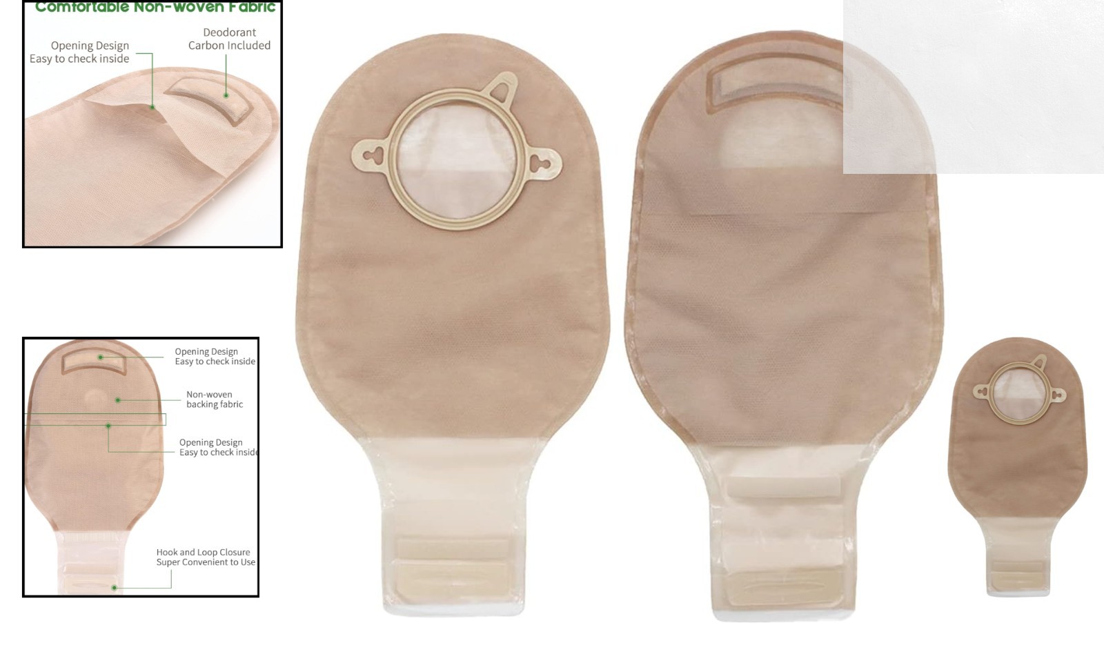 Two-Piece Drainable Ostomy Bags – 10 PCS with Soft Backing & Check Opening