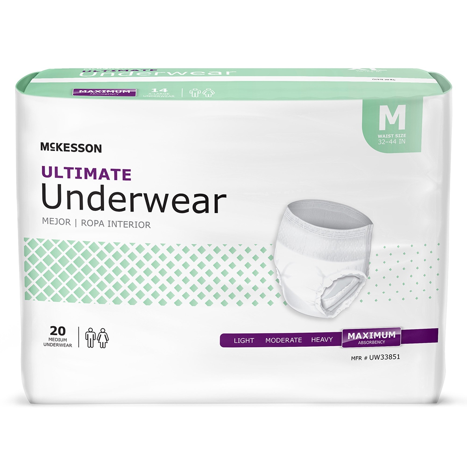 McKesson Adult Disposable Cloth Underwear Maximum Absorbency – Size M 20 Count
