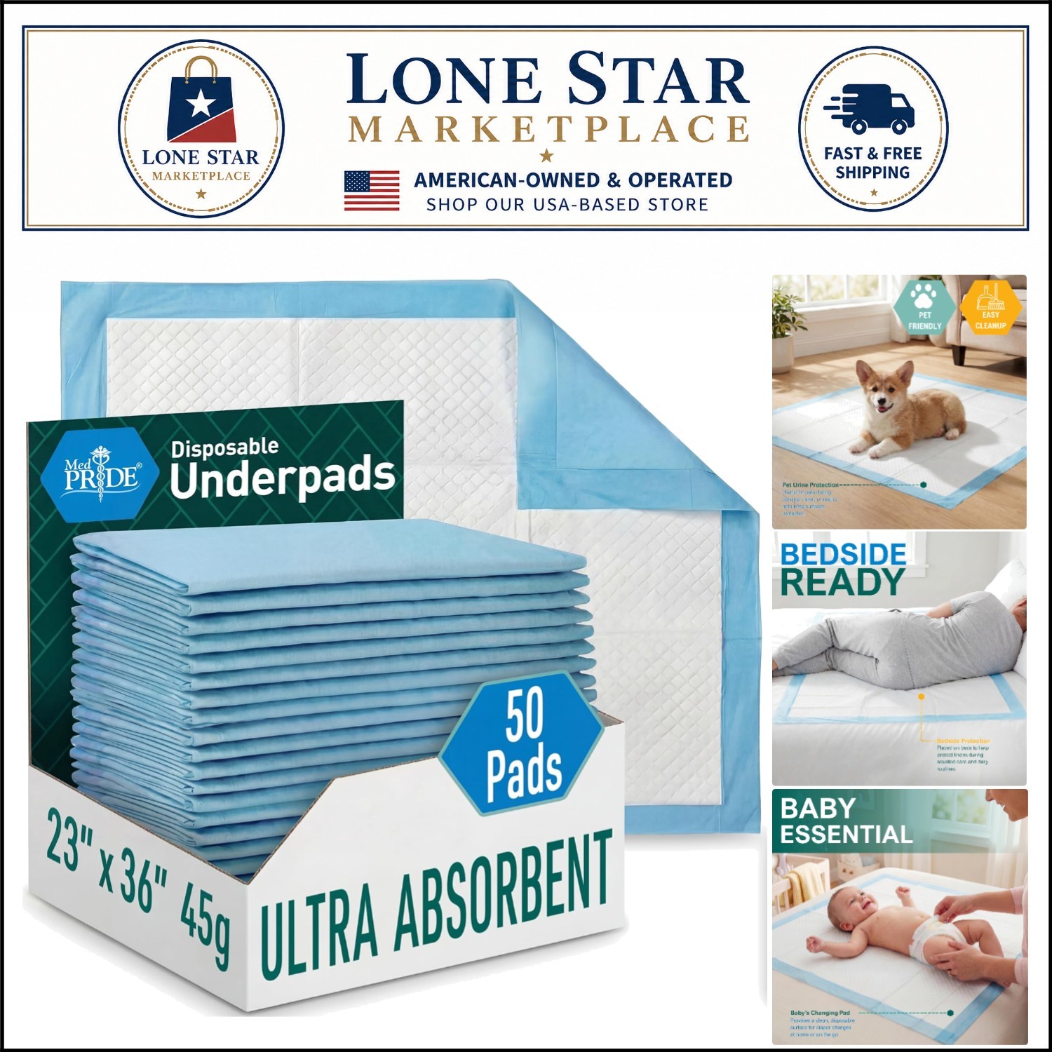 Comfortable 23×36 Disposable Bed Pads – 50 Count for Easy Clean-Up & Safety