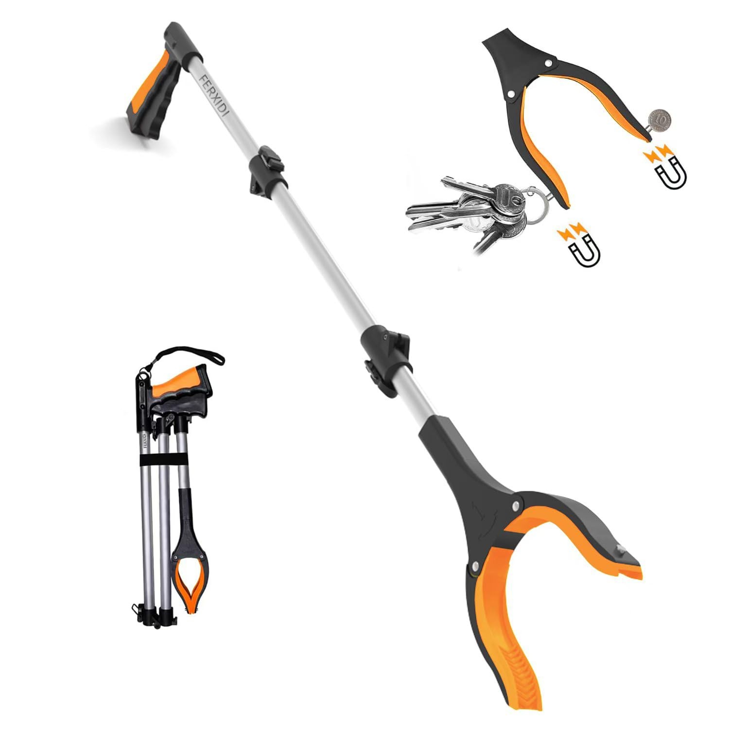 FERXIDI 43″ Foldable Grabber Reacher Tool,Reacher 43, 1pcs Orange
