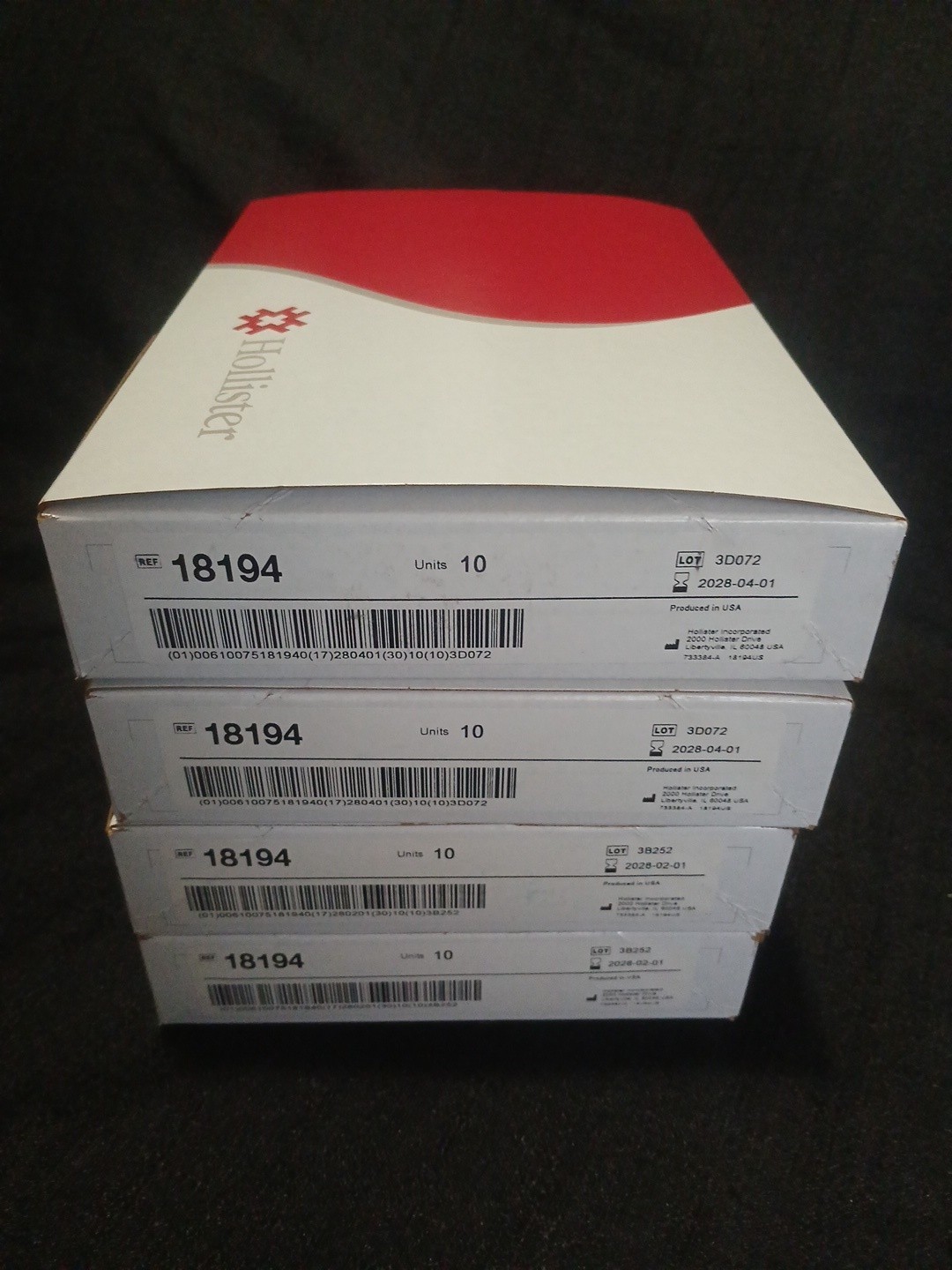 Hollister 18194 Drainable Ostomy Pouches, 10-Pack, 2-3/4″ Flange Lot Of 4 NEW