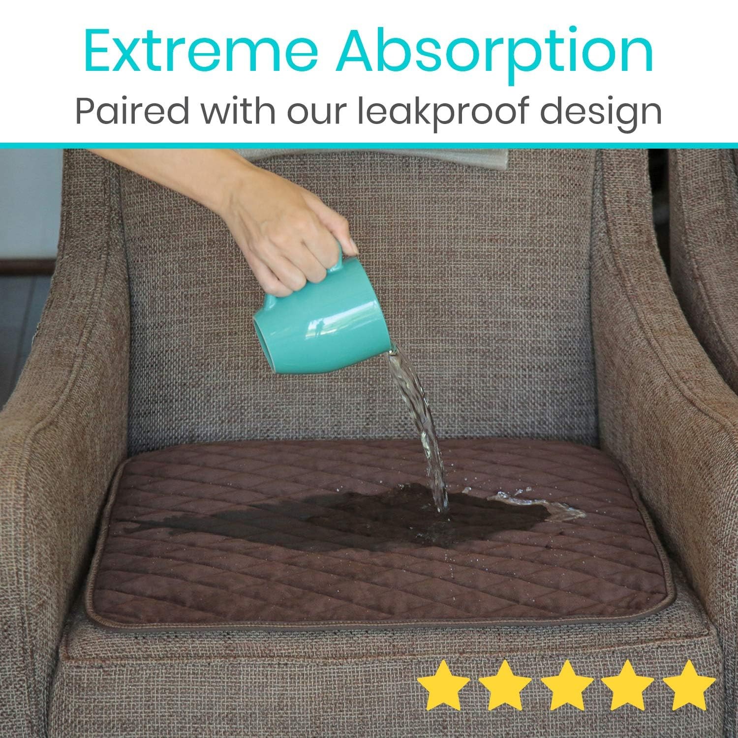 Sures Waterproof Chair Pads for Incontinence (22″ x 21″) – Washable, Waterpro…