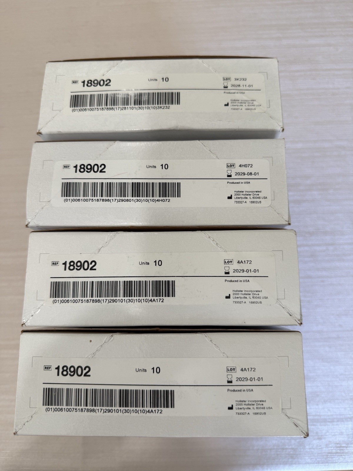 4x Hollister 18902 New Image 2-Pc Urostomy Pouches 1-3/4″ Flange 10/Box