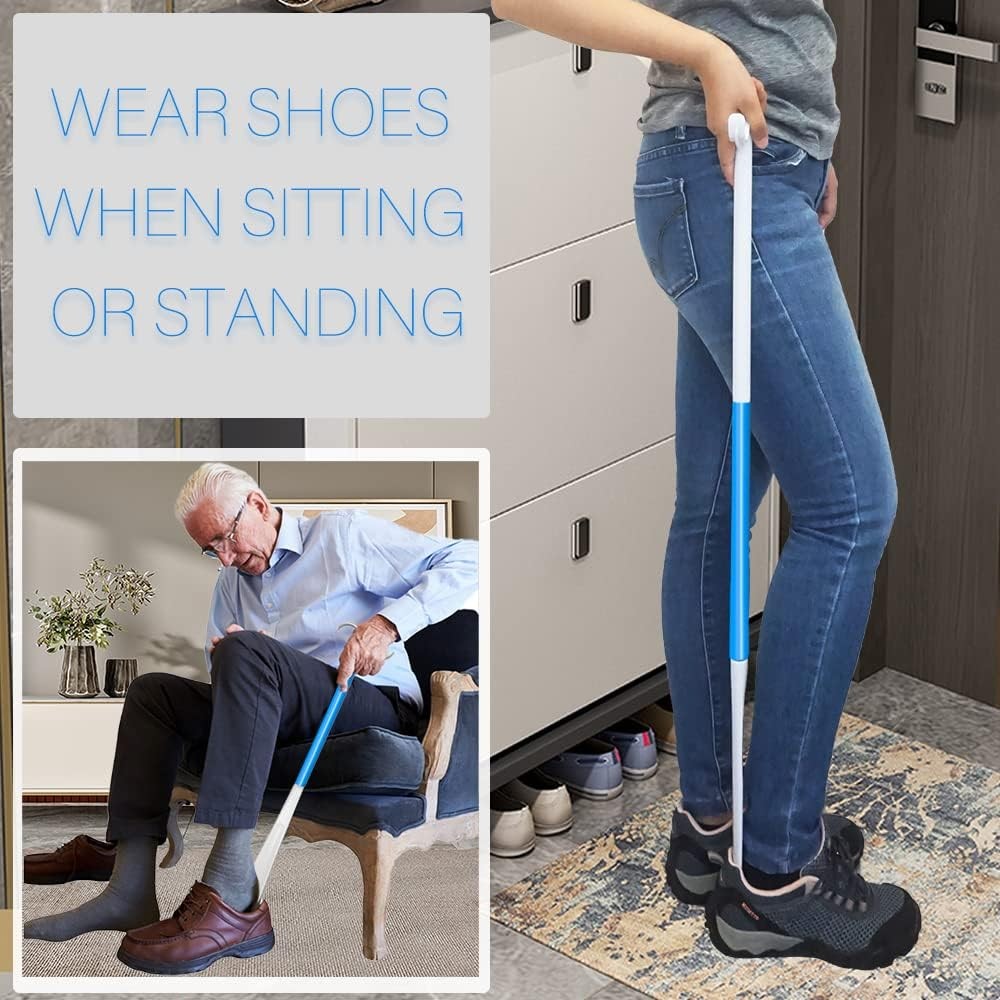 35.5 Inch Long Handled Shoe Horn, Dressing Stick, Sock Remover Aid Helper -…
