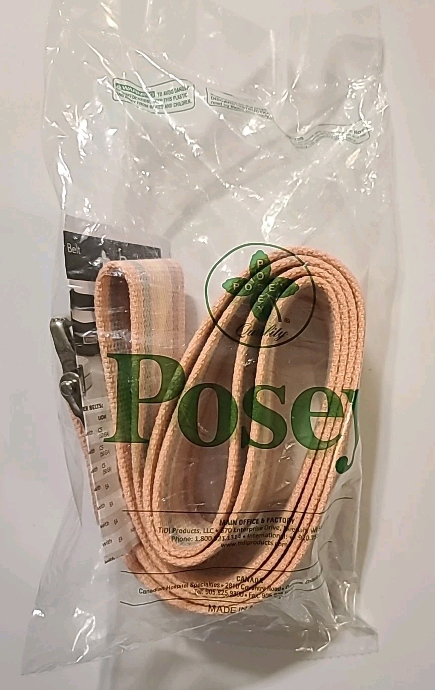 NEW / SEALED Posey Gait Belt Pastel Cotton 60″ Pink Metal Easy Buckle