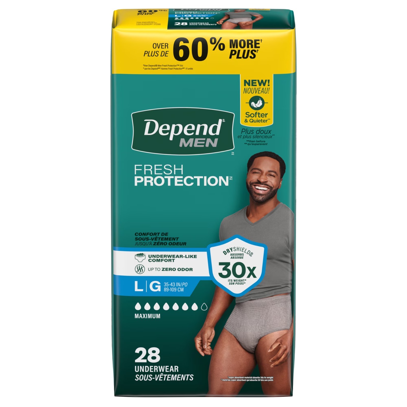 Incontinence Underwear for Men, Adult Diapers, L, 28 Count