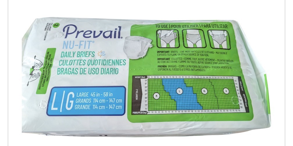 Prevail Nu-Fit Adult Briefs Large Maximum Absorbency Breathable 20 Count New