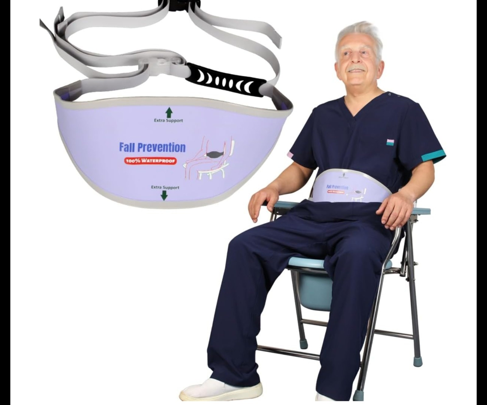 Ehucon Waterproof Shower Safety Belt, Fall Prevention, Purple/White