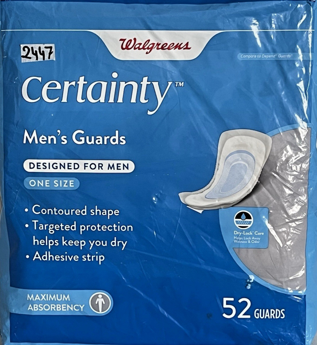 Walgreens Certainty Men’s Guards Incontinence Maximum Absorbency 52 Count