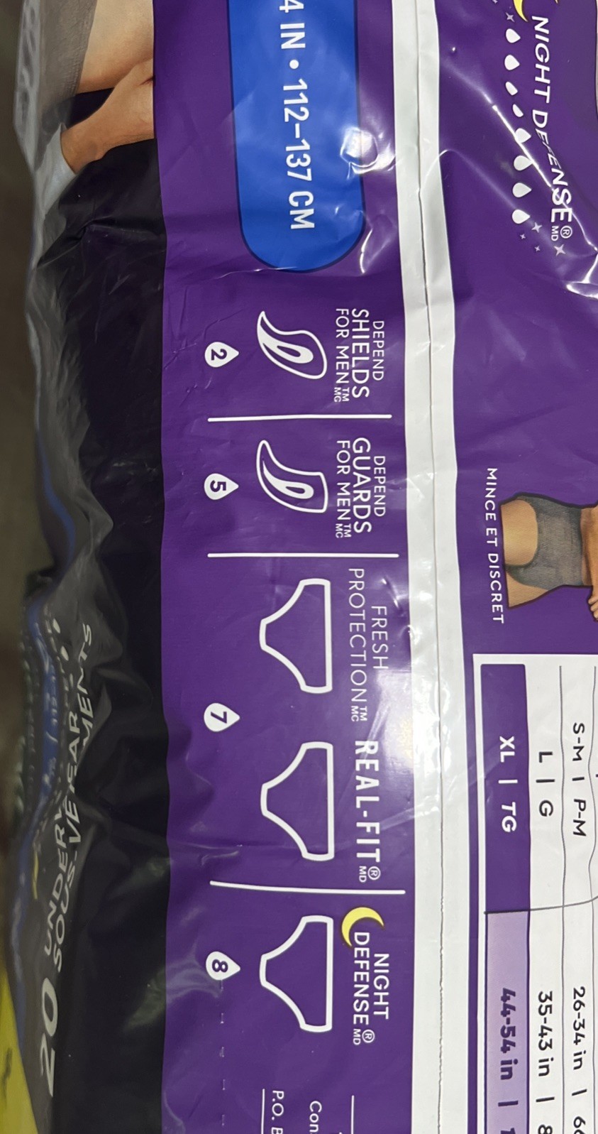 depends for men XL (44-54”) Night Defense 20 Underwear 12 H Protection