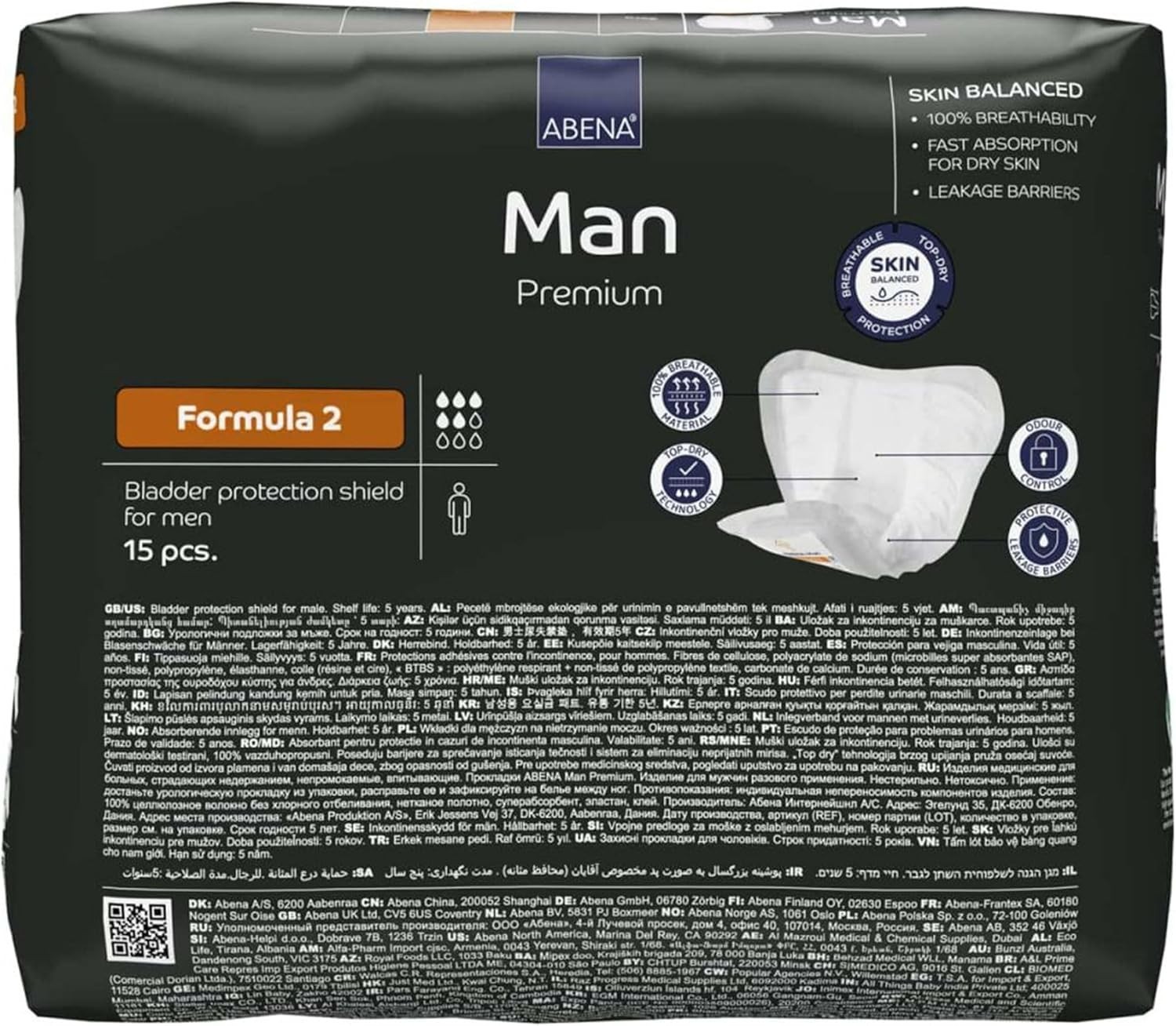 Man Premium Incontinence Guards, (Sizes 0 to 2) Formula 2, 15 Count