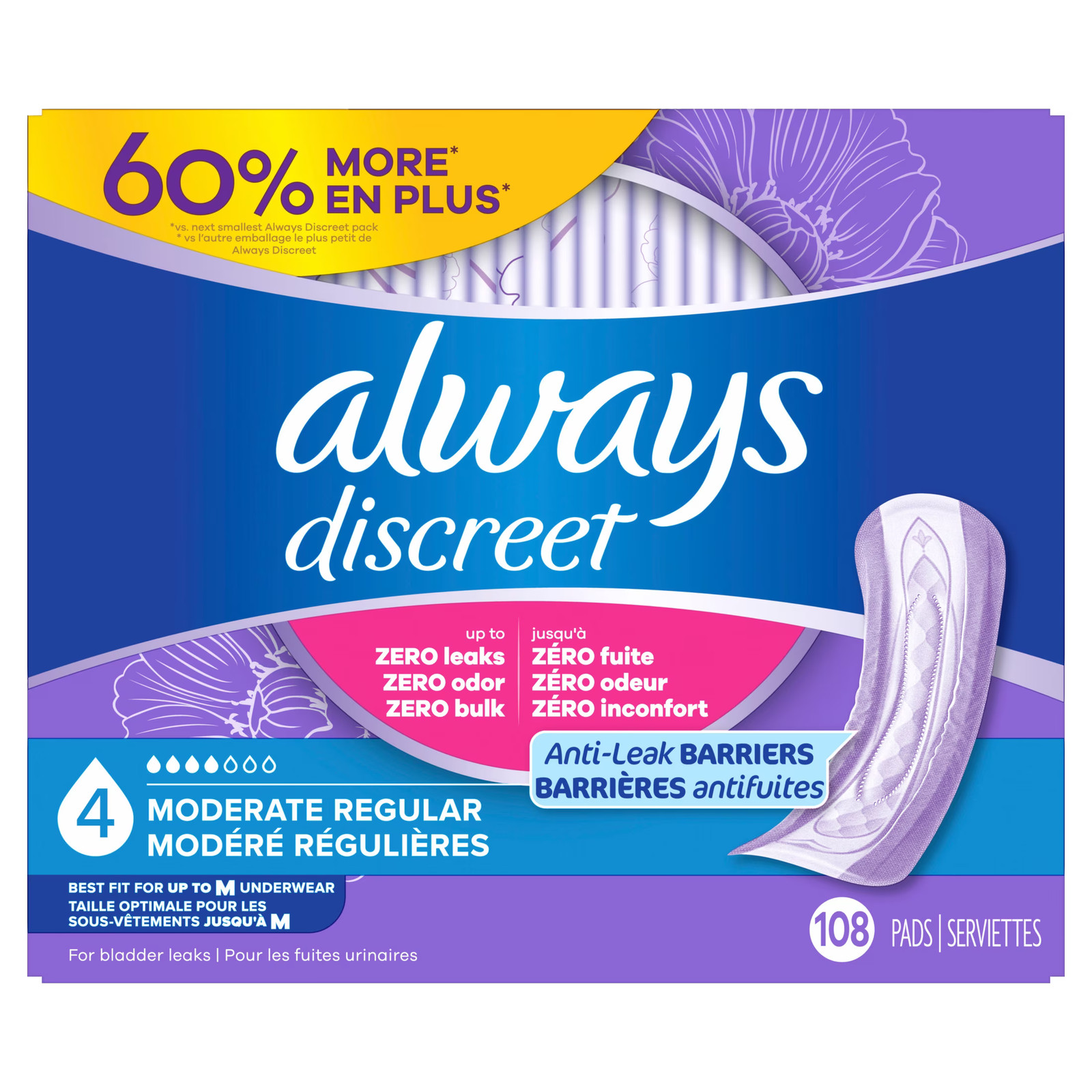 Pads, Moderate Absorbency, 108 Count
