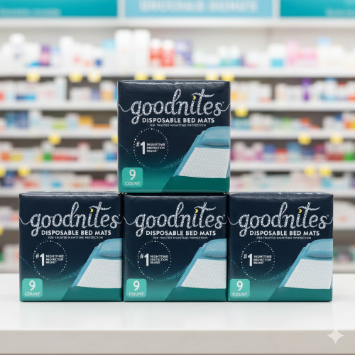 Goodnites Disposable Bed Mats 36 Count Bedwetting Protection – 4 Packs
