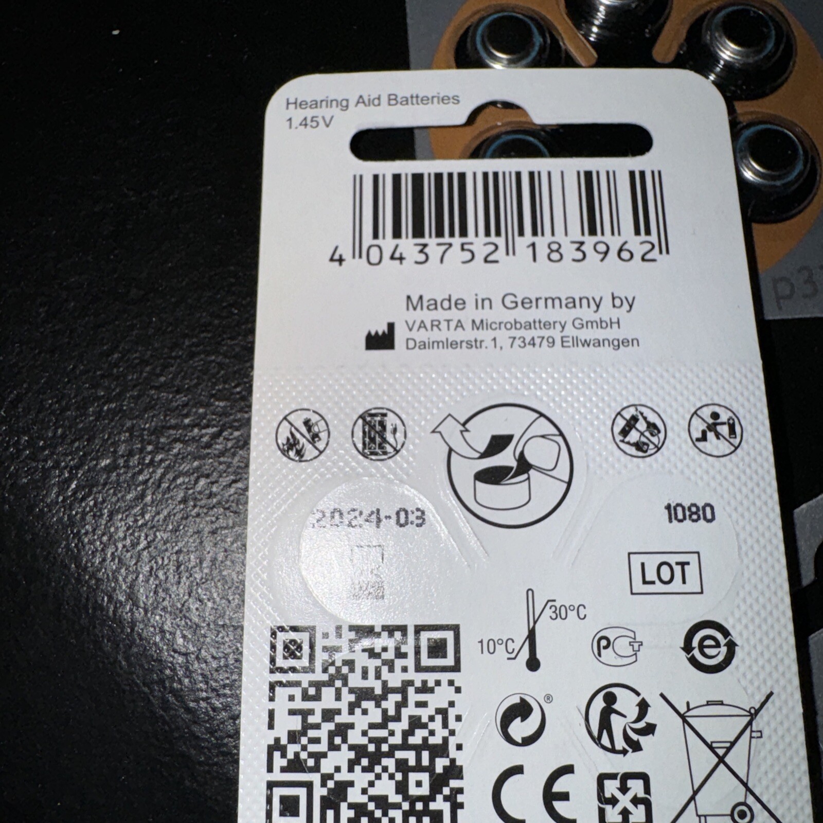 6-6Packs Power One Zinc Air Hearing Batteries 6Pk /P312 1.4V Exp 03/2024