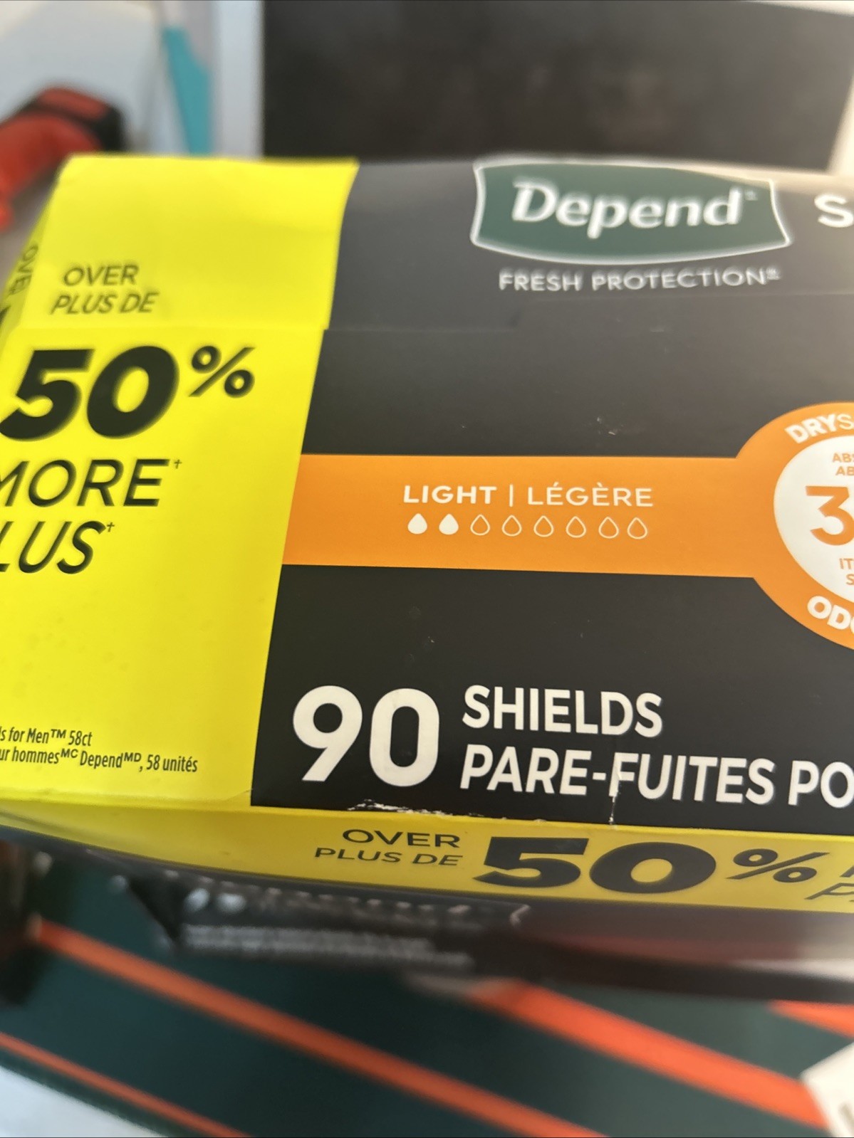 Depend Shields Incontinence Pads for Men, Light Absorbency, One Size, White