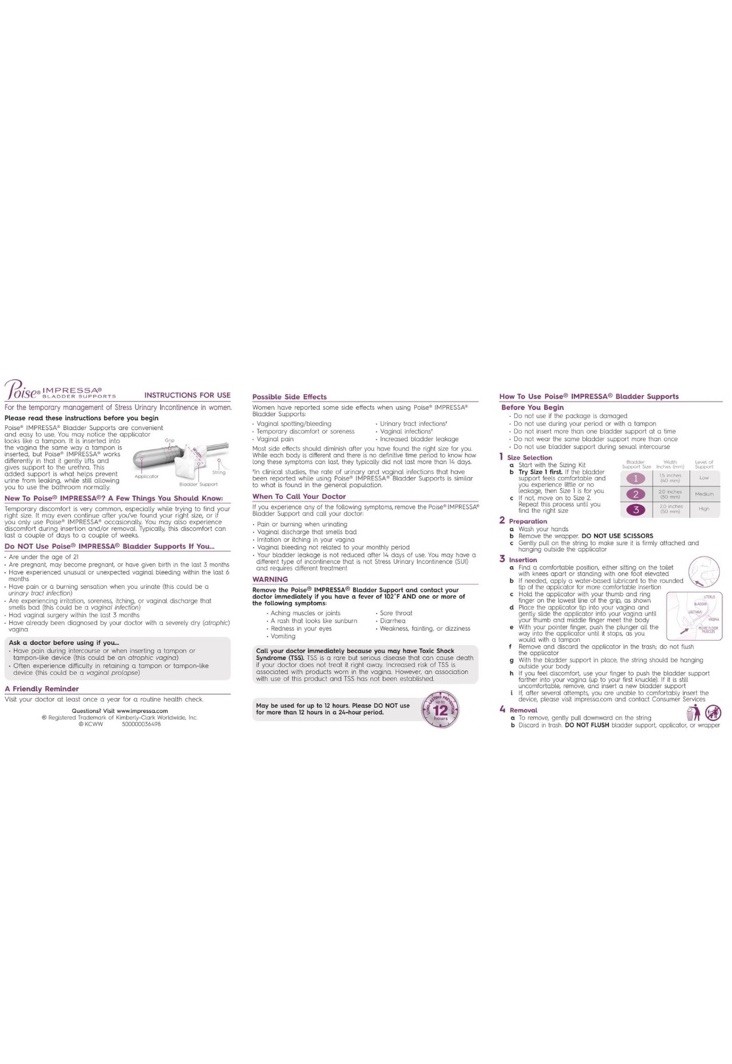 Poise Impressa 8 Count Bladder Supports For Women Size 3