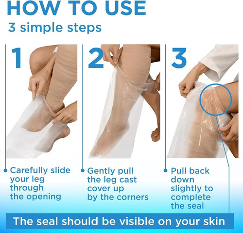 100% Waterproof Cast Covers for Shower Leg – 2pk – Half – 28″, Clear