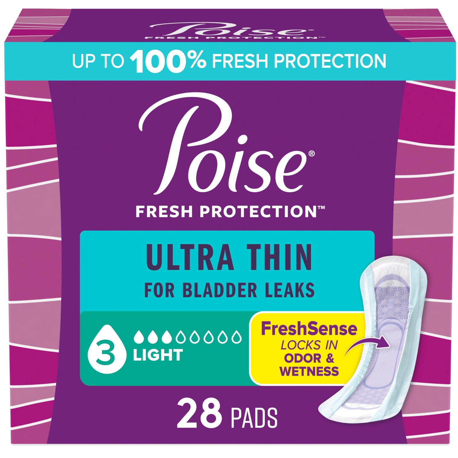 Poise Ultra Thin Incontinence Pads & Postpartum for Regular, White