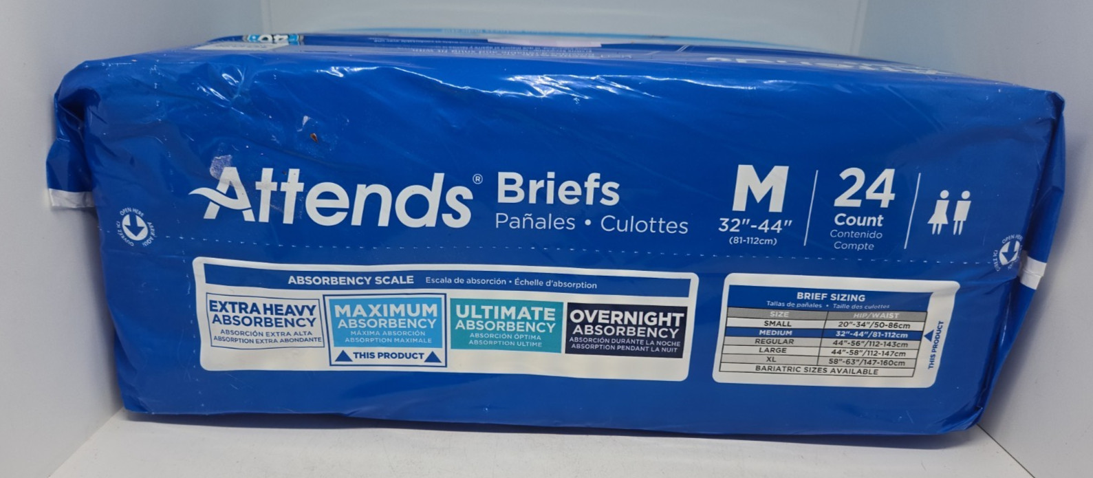 Attend Briefs M (32″-44″ ) Men Women Unisex 24 Count Maximum Absorbency USA Made