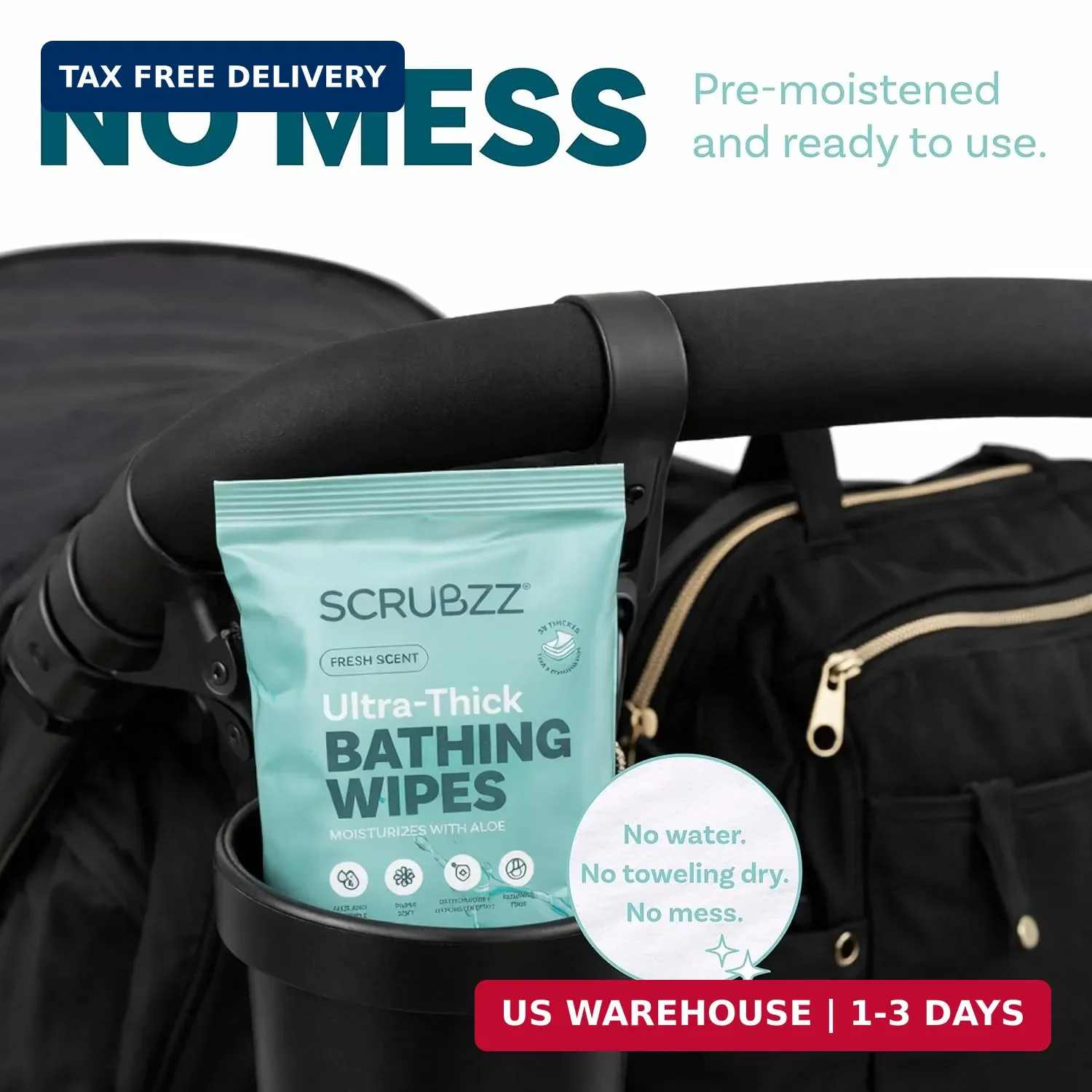 Extra Large Bath Wipes for Adults Bathing No Rinse – 40 Ultra Thick Disposable B