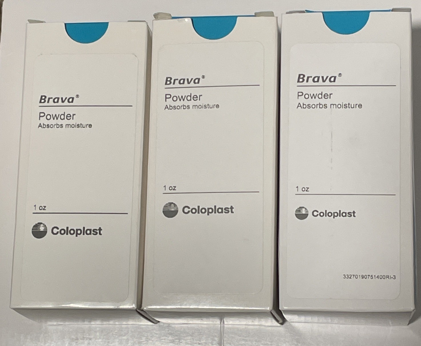 3 Coloplast 19075 Brava® Moisture Absorbing Powder 1 oz. Bottles