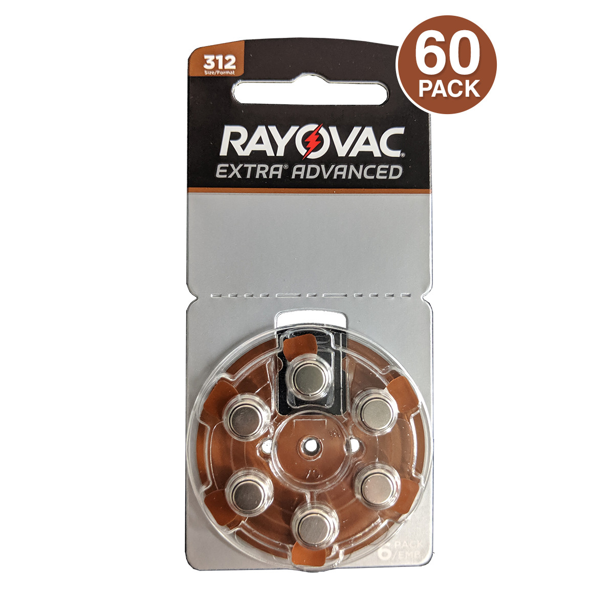 Rayovac Extra Size 312 1.45V Zinc Air Hearing Aid Batteries (60 Pack)