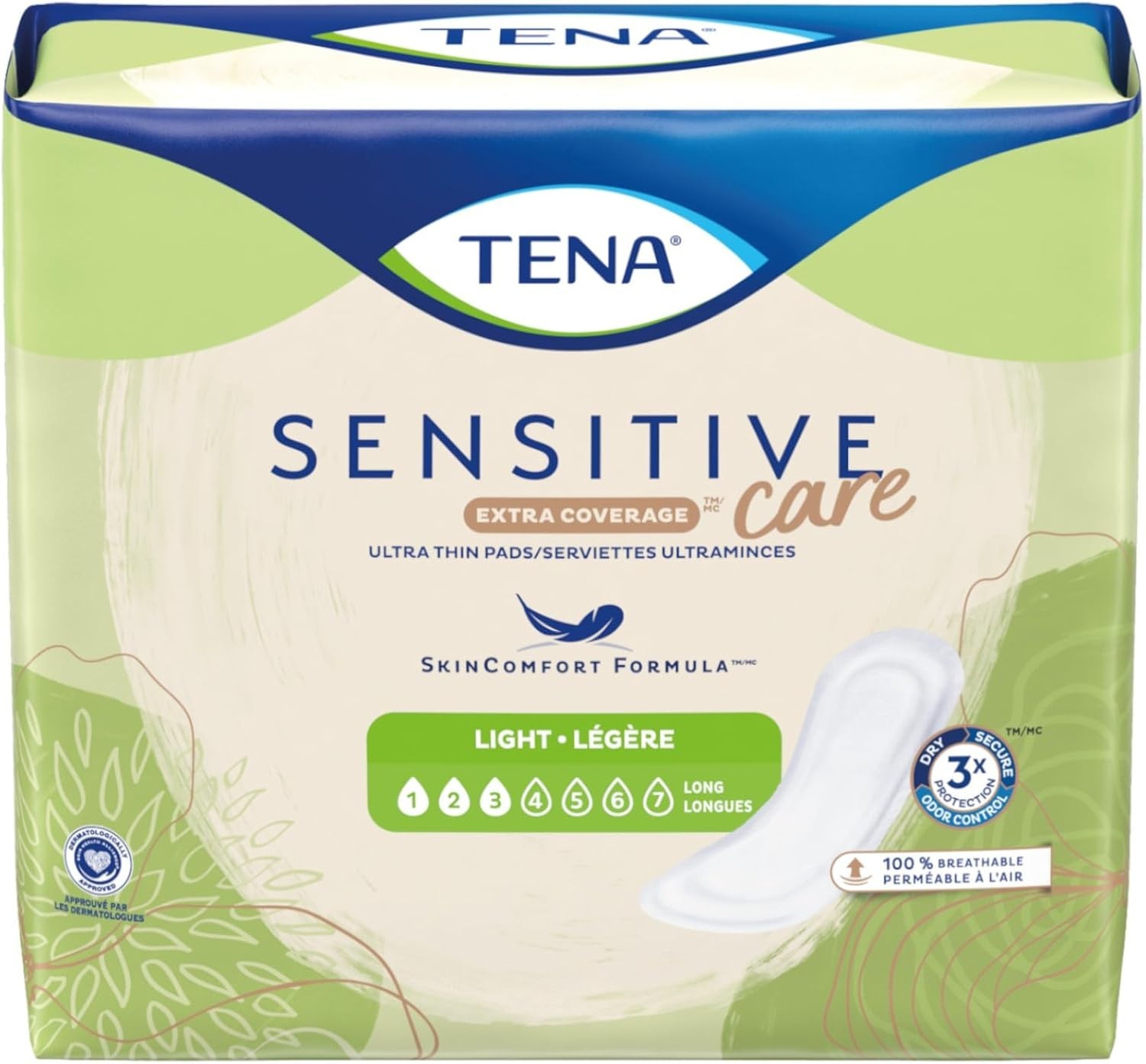 Tena Intimates, Extra Coverage, Ultra Thin, Light- 3 Drops, 144 Count