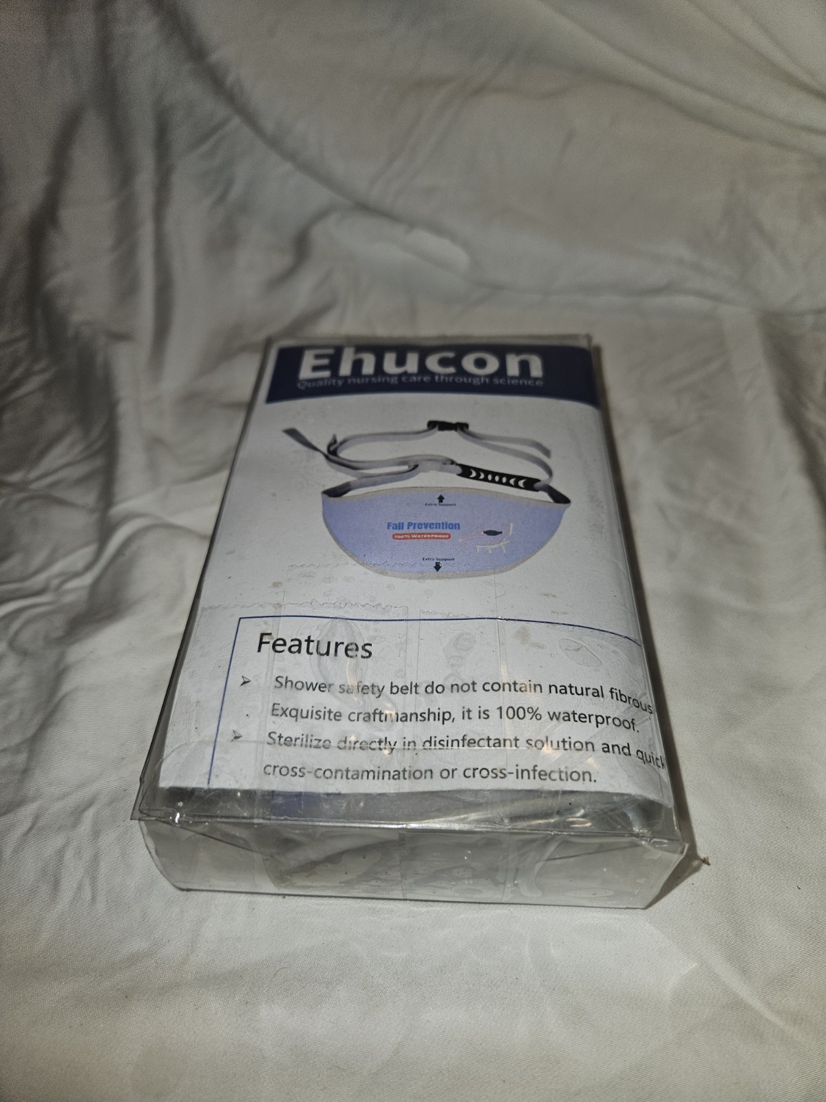 Ehucon Waterproof Shower Safety Belt, Fall Prevention, Purple/White