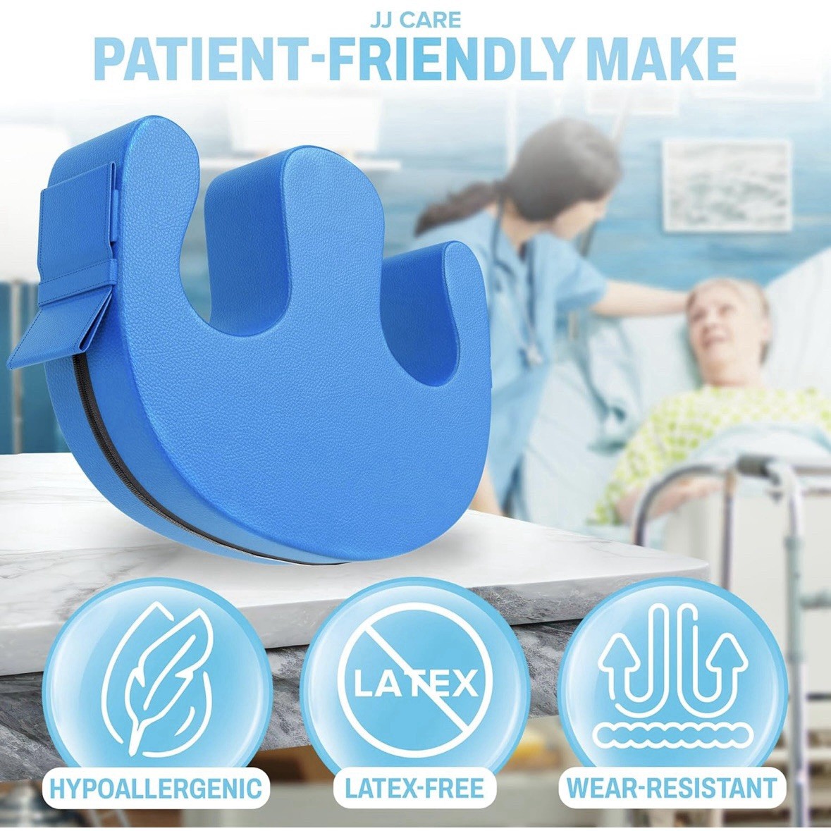 JJ CARE Patient Turning Device – 1 Pc U ShapePillow, Waterproof PU Leather