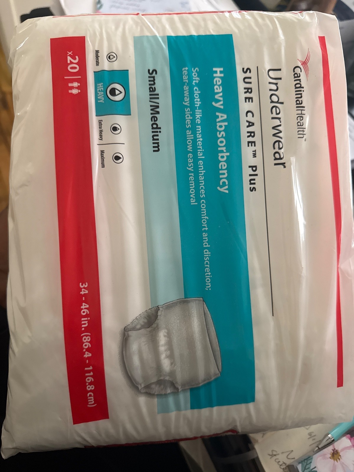 Cardinal Sure Care Plus Protective Underwear – S-M, Pack of 20