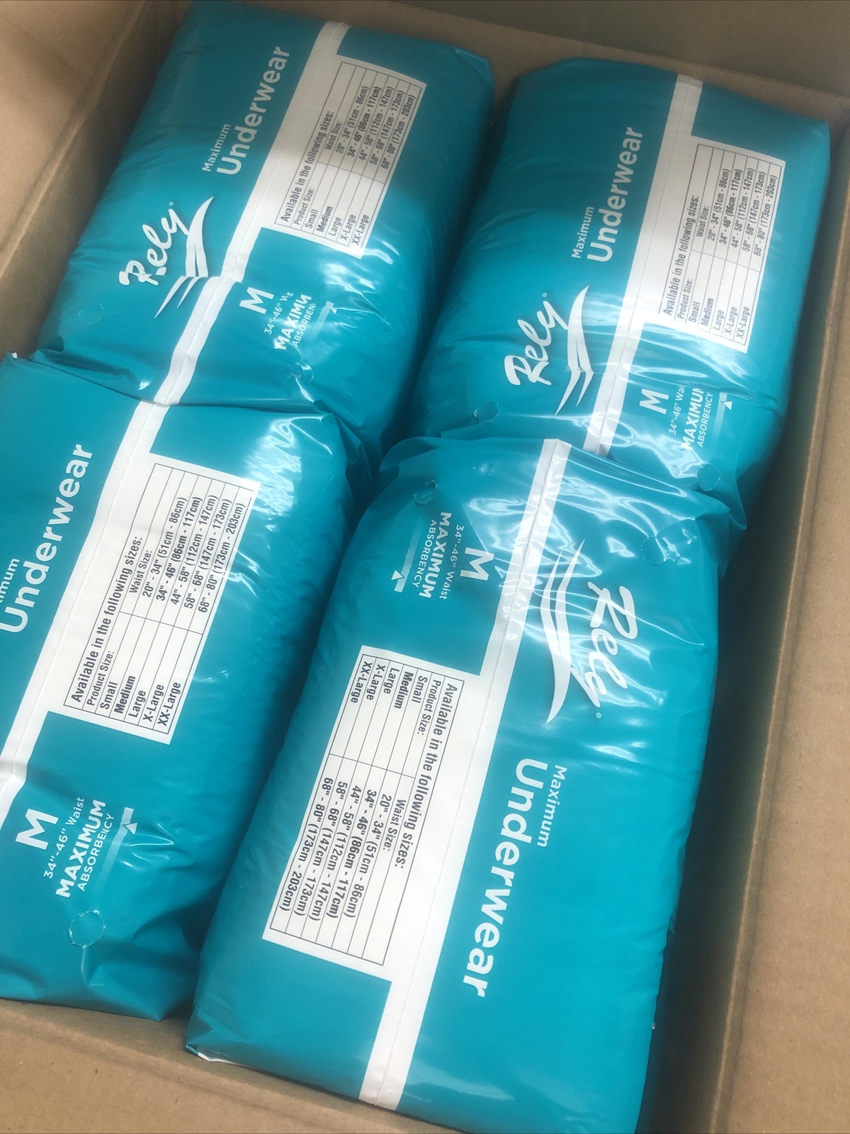 Rely Maximum Adult Underwear Absorbency Underwear Medium Diapers 100Pair – NEW