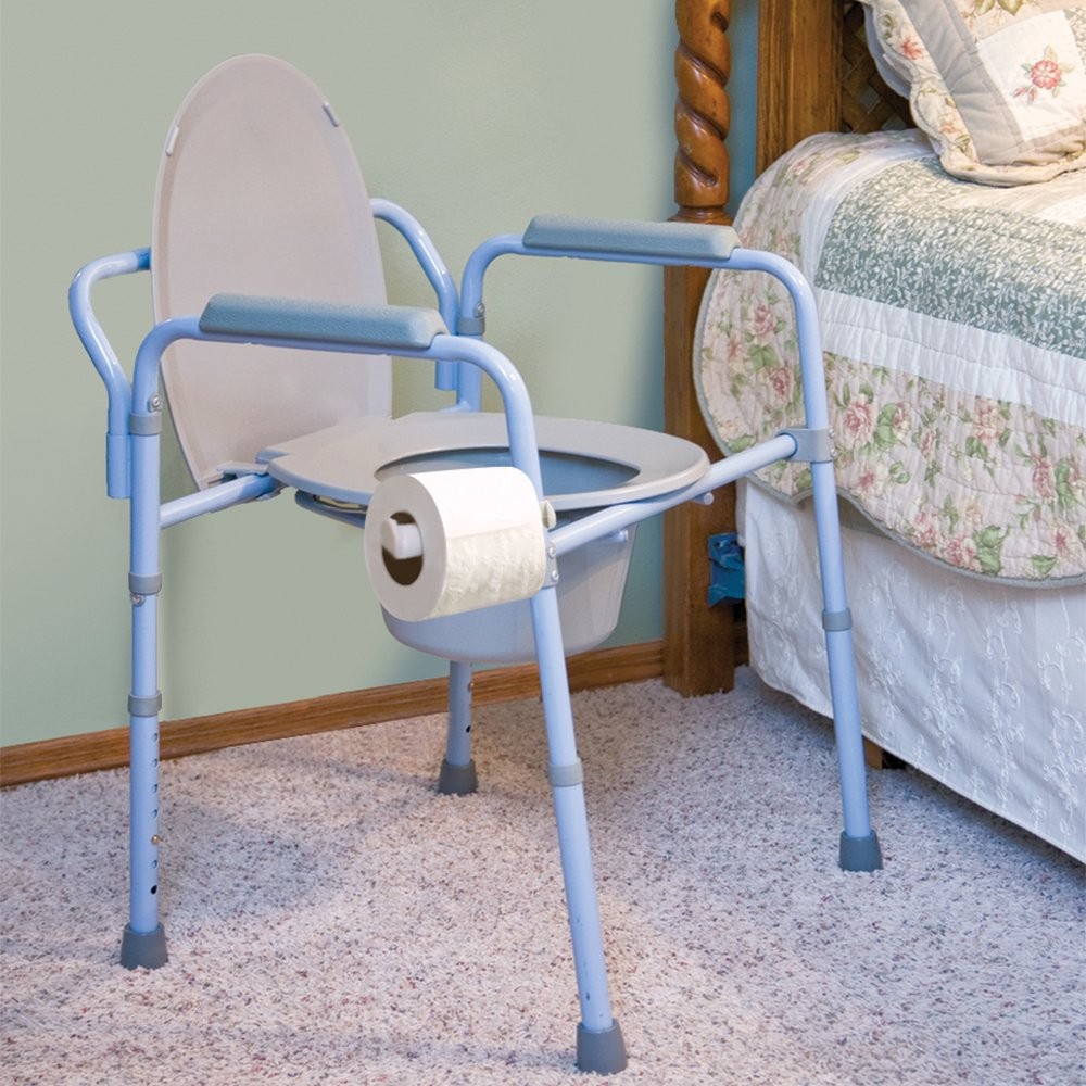 Carex 3-In-1 Folding Bedside Commode And Raised Toilet Seat Portable Toilet