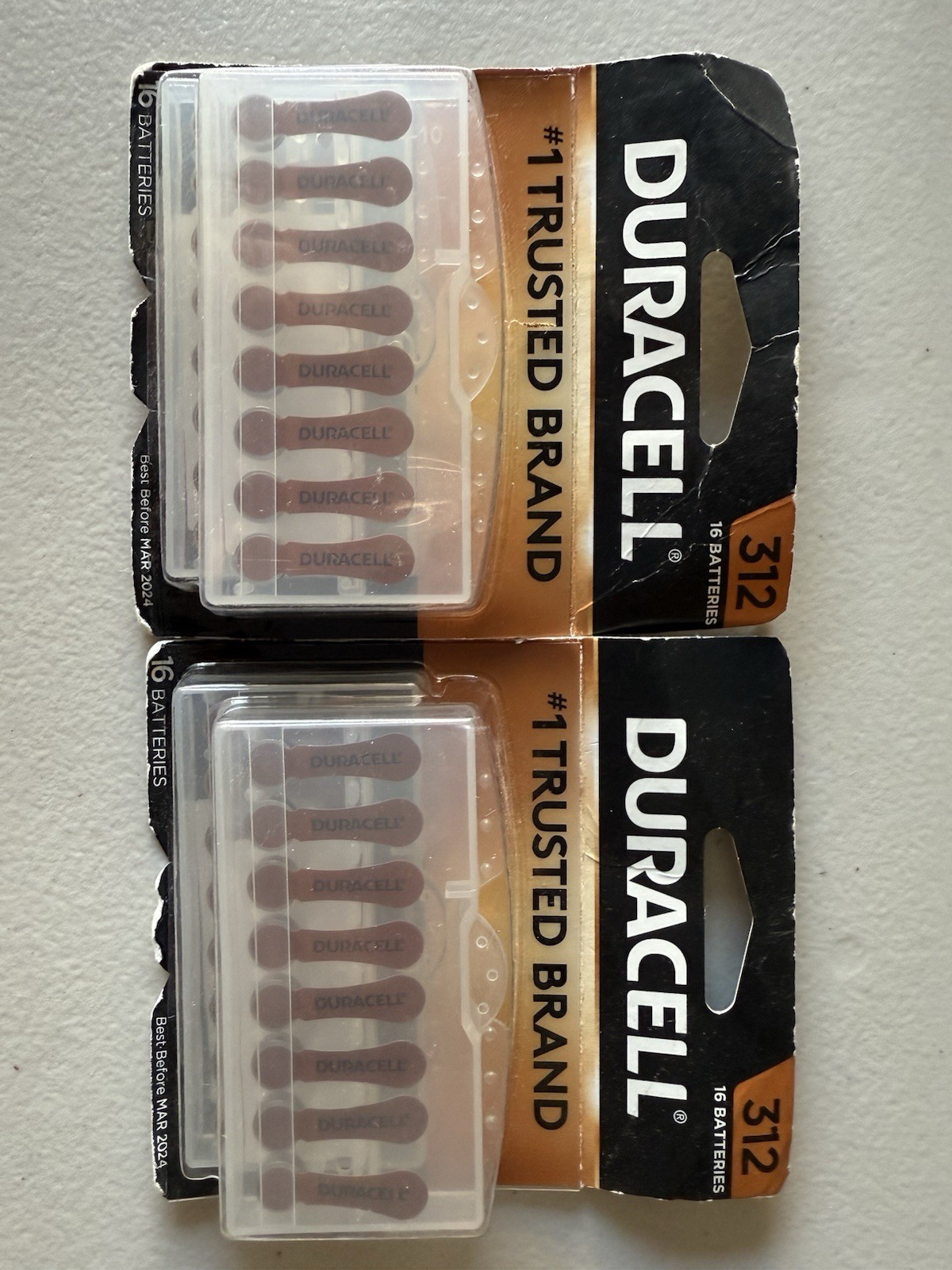 Duracell 312 Hearing Aid Batteries – 2 Pack (32 Total) Expired Mar 2024