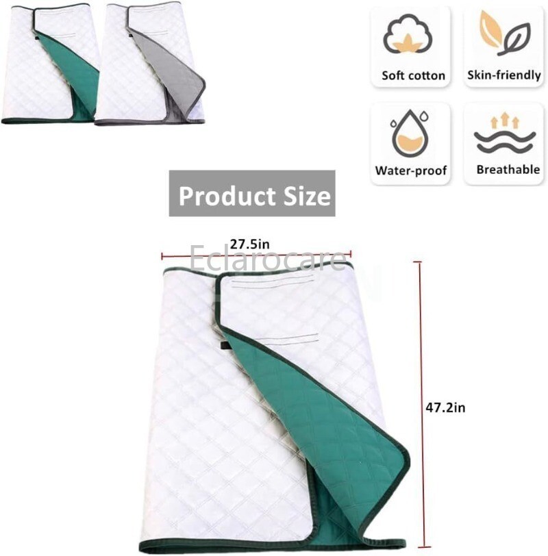 Wearable Incontinence Bed Pads Washable Diaper Skirt for Adults Elderly Children