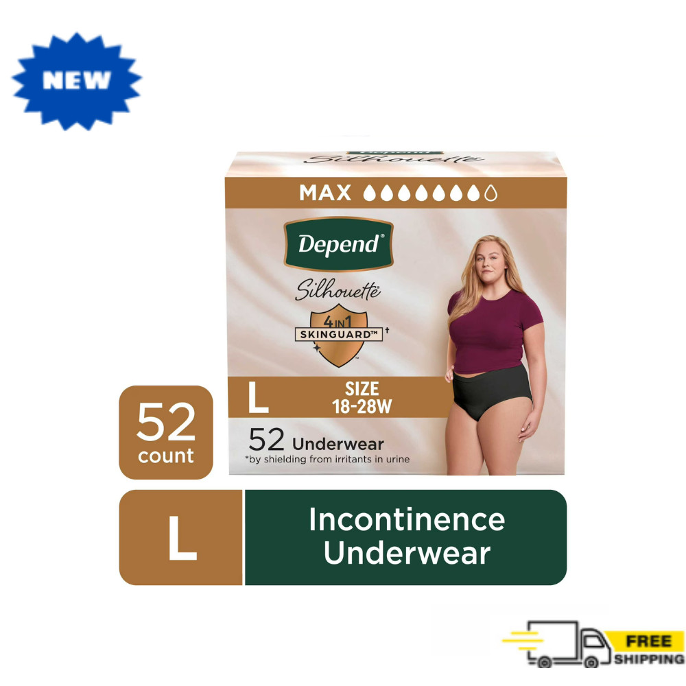 Depend Silhouette Incontinence Underwear for Women, Postpartum, Large, 52 Count