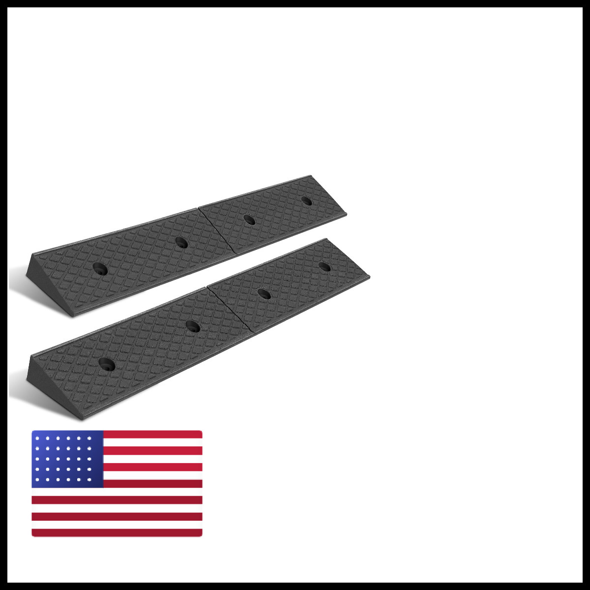 Dna Motoring 2Pcs 2 Rise Rubber Curb Ramp Heavy Duty Loading Driveway Ramp