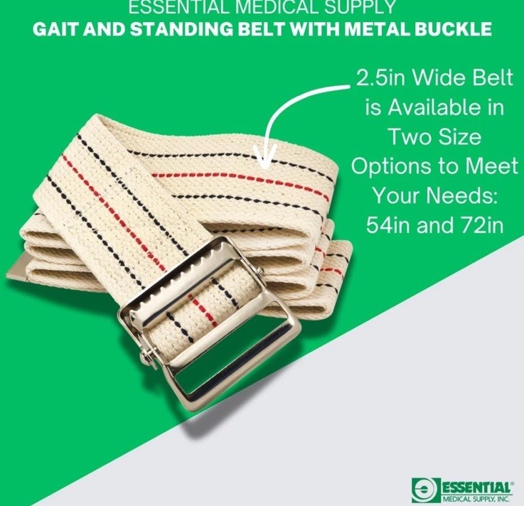 Cotton Blend Walking Gait and Standing Belt with Secure Metal Buckle 72 Inch NEW