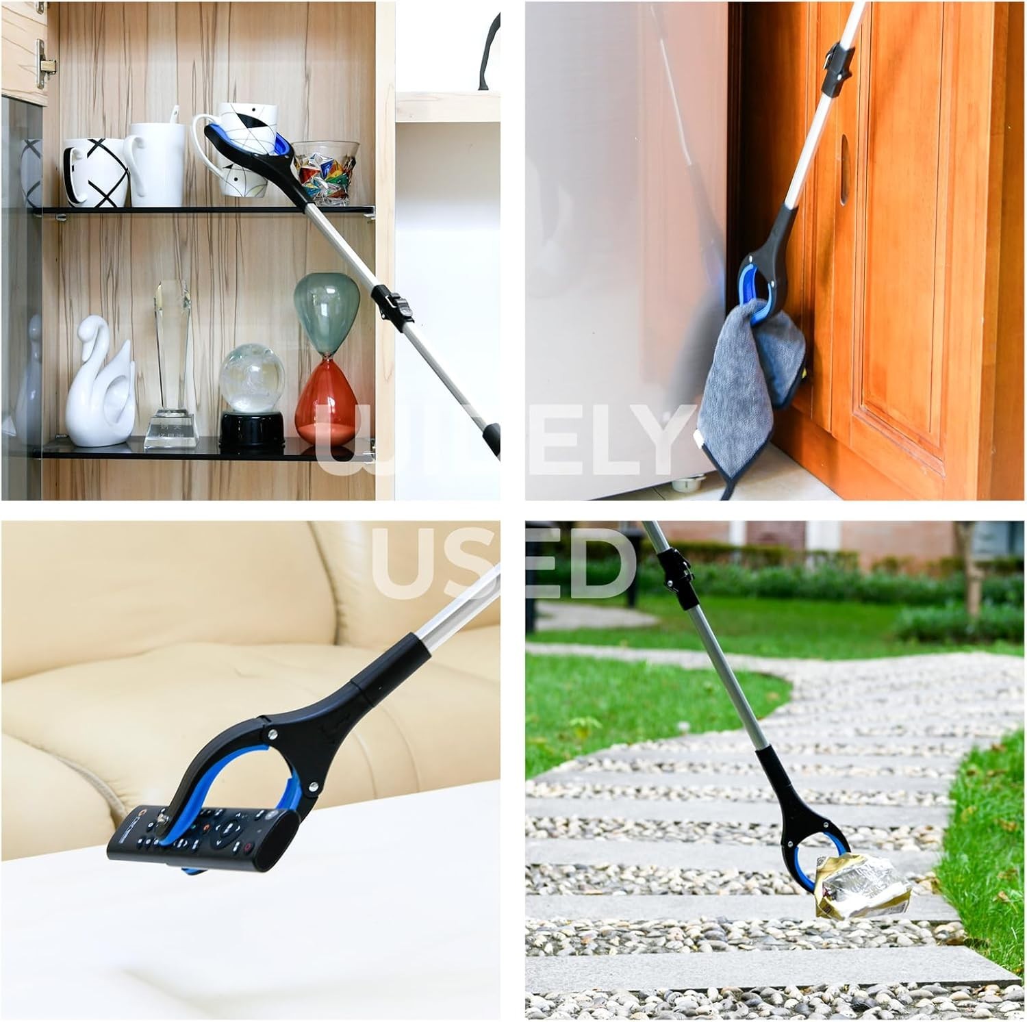 2- Pack 32 inch GrabRunner Folding Reacher Grabber Tool with Magnetic(Blue/Blue)