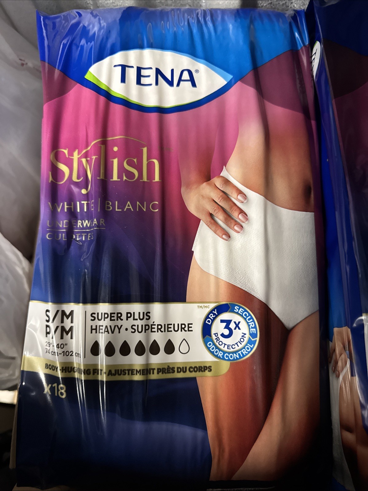 TENA Incontinence Underwear Stylish – Super Plus Heavy 72 count Size S/M 29-40”