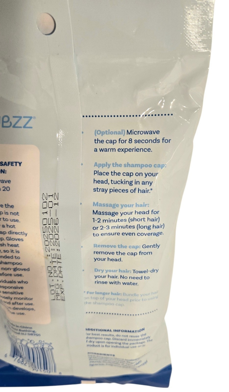 Scrubzz Rinse-Free Shampoo Cap Fresh Scent Elder Care Camping Post-Surgery New