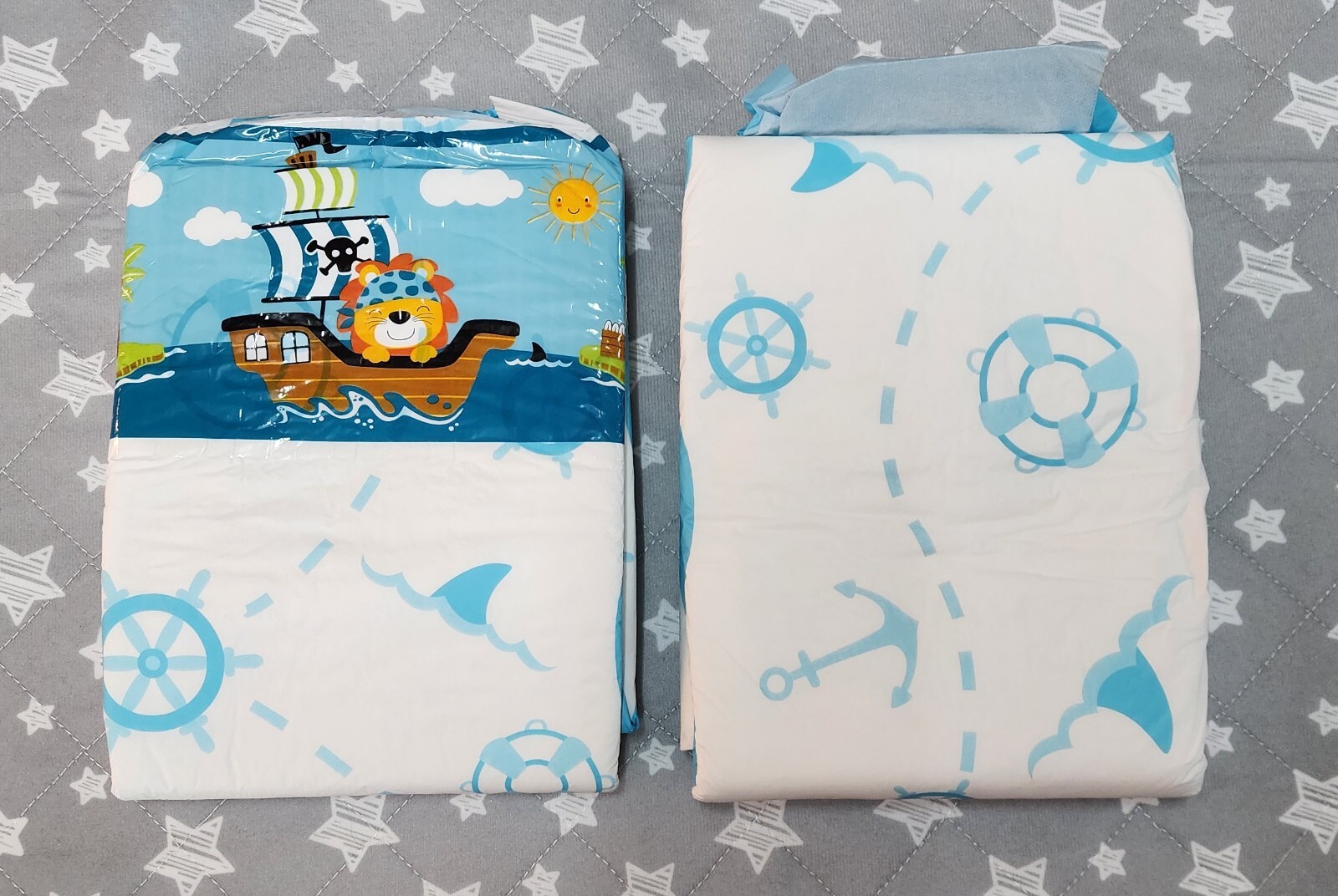 Kiddo’s Little Sailor Lot of 2 Adult Abdl Plastic Backed Diapers Size Large