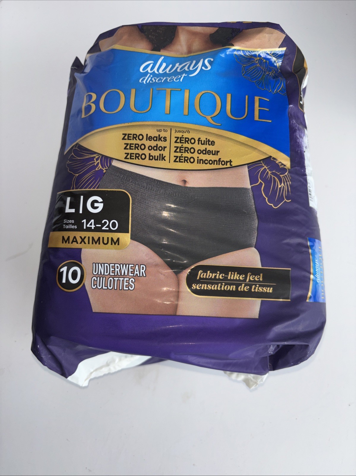 Always Discreet Boutique Underwear Size L Maximum Absorbency 10ct NEW