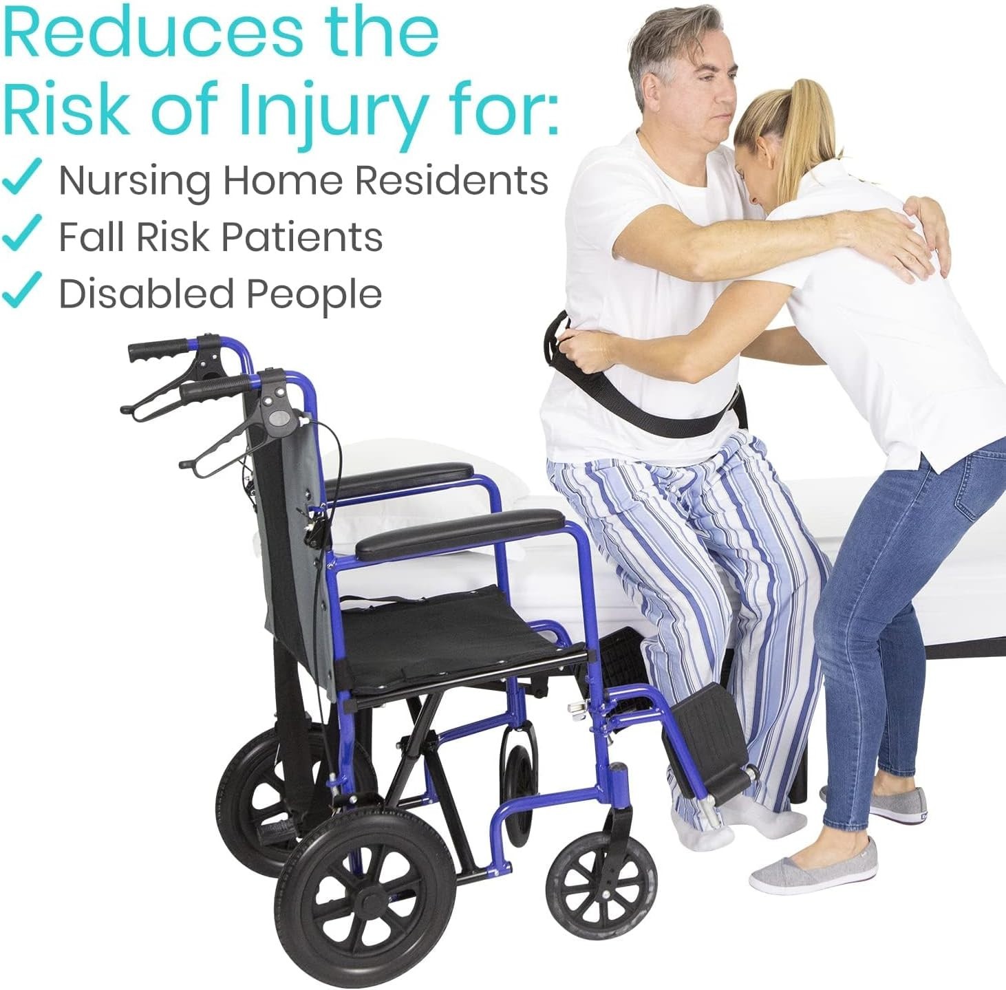 Adjustable Patient Transfer Belt – 350 lbs Support with Quick-Release Buckle