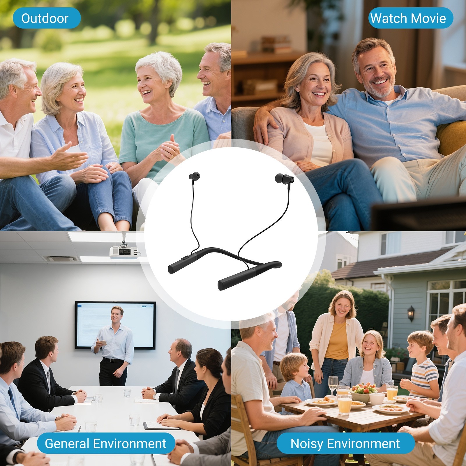 Rechargeable Hearing Aids Neckband Sound Amplifier for Seniors Aids Loss
