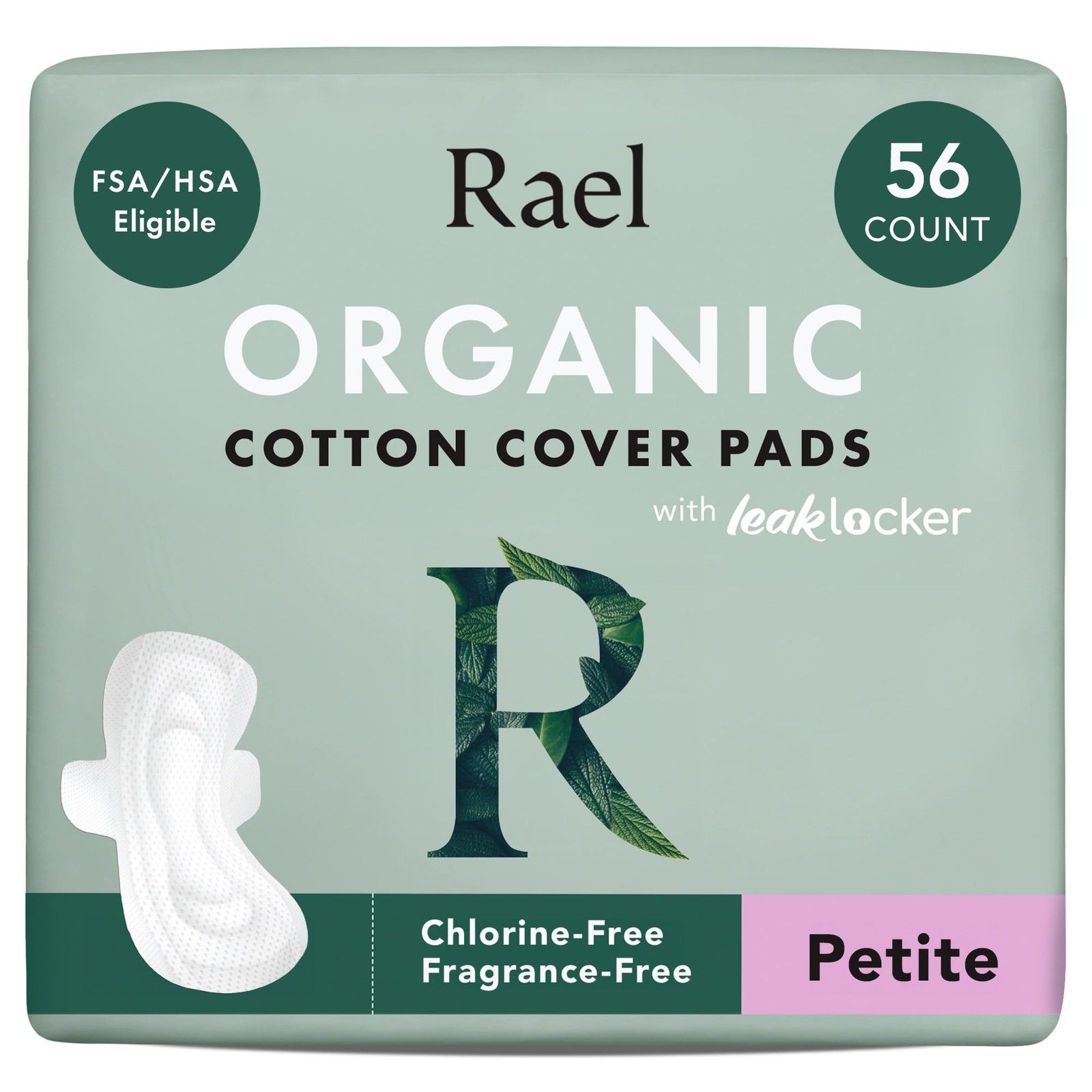 Rael Pads for Women, Organic Cotton Cover – Period Pad 56 Count (Pack of 1)