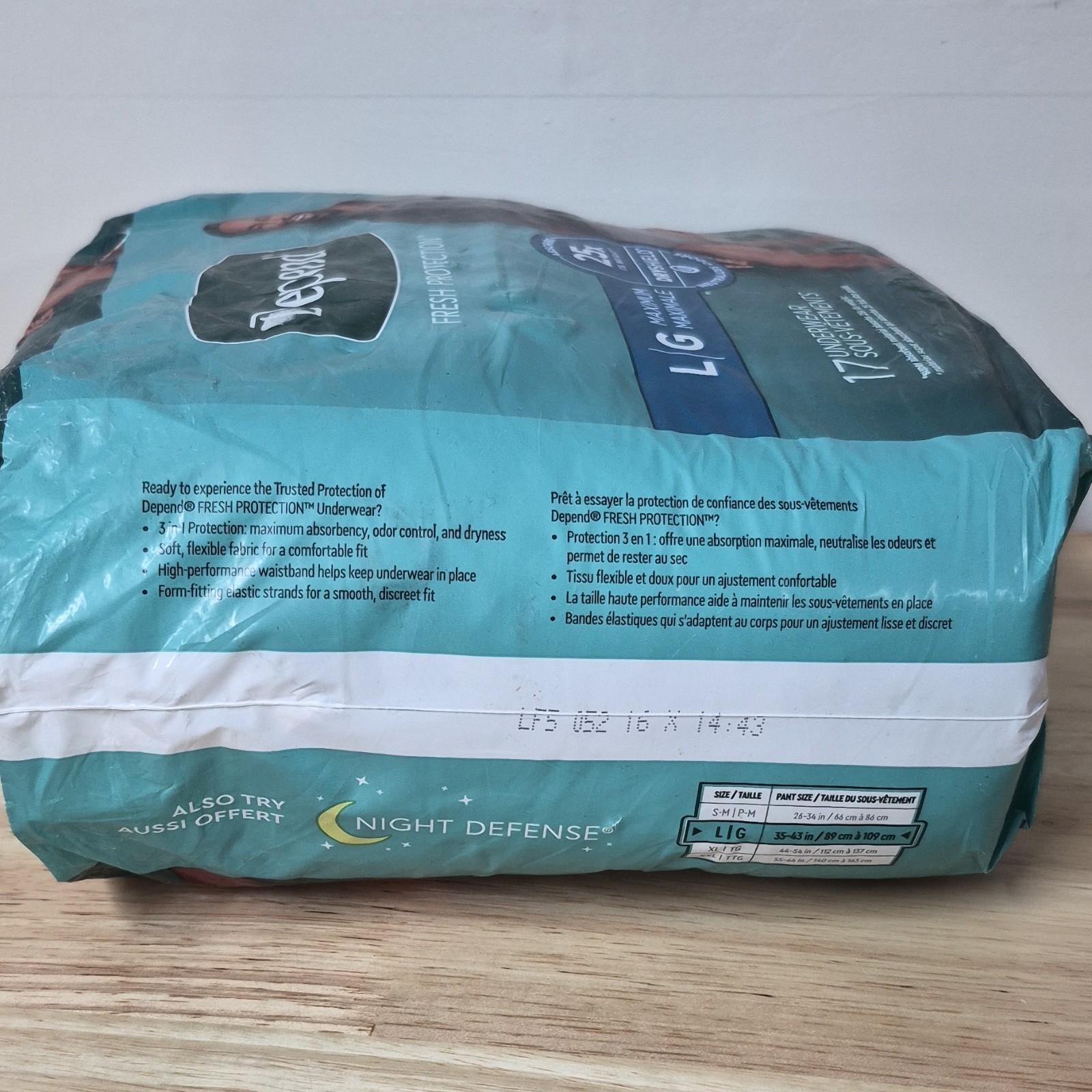 Depend Fresh Protection Underwear L/G Maximum Absorbency 17 Count