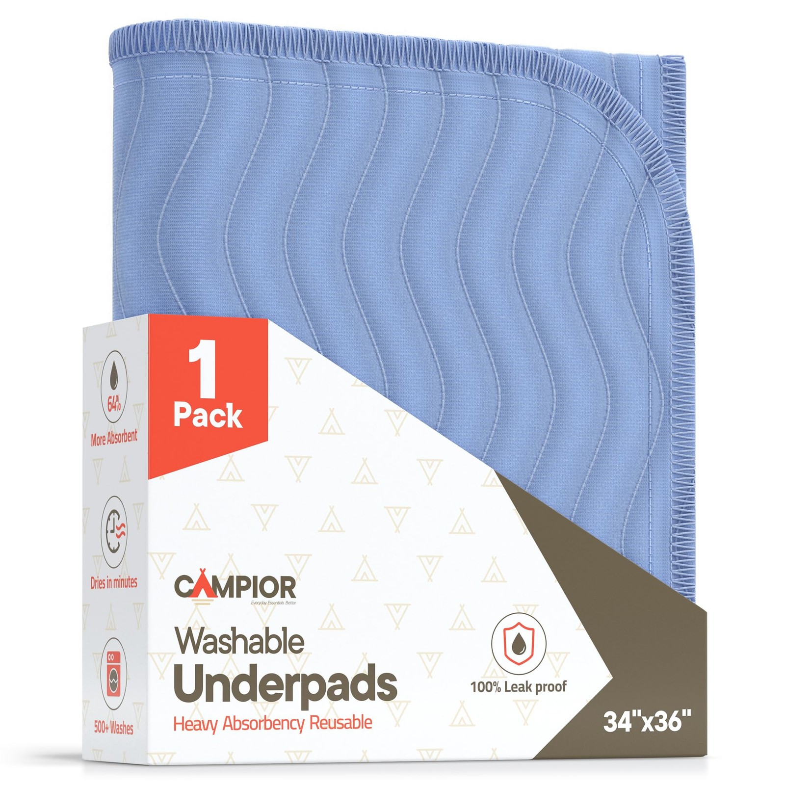 1 PCS Blue Large 34×36 Inch Washable Reusable Waterproof Incontinence Bed Pad